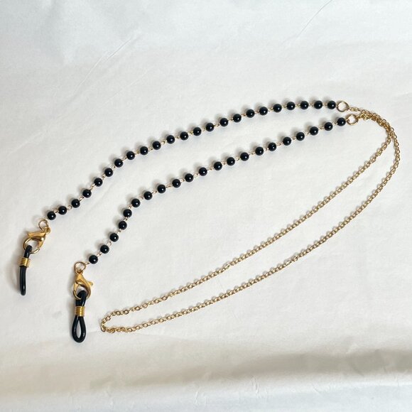 New Black Beaded & Gold Chain Eyeglass / Mask Holder - Picture 2 of 12